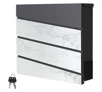 ML-Design Cassetta Postale Montaggio a Parete Muro Esterno 37 x 36,5 x 11 cm in Acciaio Antracite/Aspetto Marmo Buca delle Lettere con Scomparto Porta Giornali Stile Moderno con Serratura e 2 Chiavi
