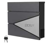 ML-Design Cassetta Postale per Lettere in Acciaio Verniciato a Polvere Antracite Argento 37 x 37 x 11 cm con Scomparto per Giornali Riviste Serratura a 2 Chiavi incl. Materiale per Montaggio a Muro
