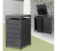 ML-Design Copribidone da Spazzatura per 1 Bidone 240L, 68x80x120 cm, Antracite, in Acciaio, Resistente alle Intemperie, Cassonetto per Rifiuti con Coperchio e Porta, Deposito per Bidoni da Esterno