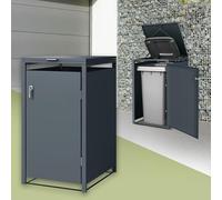 ML-Design Copribidone per Bidoni di Spazzatura Fino a 240 L in Acciaio Antracite 68x80x116,3 cm Contenitore Resistente alle Intemperie con Serratura e Sportello Copertura per Rifiuti