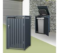ML-Design Copribidone per Spazzatura Singolo Contenitore Pattumiera Cassonetti Rifiuti 240L 68 x 80 x 116,3 cm Box in Acciaio Antracite Richiudibile Coperchio Ribaltabile a Cerniera e Porta Resistente
