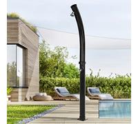 ML-Design Doccia Solare Curva da Giardino 20 L 222 cm Rotonda con Soffione e Rubinetto a Pioggia Acqua Calda Temperatura Massima 60°C per Esterno Piscina Spiaggia Campeggio a Risparmio Energetico Nero