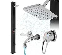 ML-Design Doccia Solare da Giardino 40L 217cm Quadrata con Soffione Rubinetto a Pioggia Acqua Calda Temperatura Massima 60°C per Esterno Piscina Spiaggia Campeggio Vacanza a Risparmio Energetico Nero