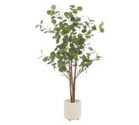 ML-Design Eucalipto Artificiale 120 cm - Grande Pianta Finta con Tronco in Legno Naturale Albero Decorativo in Vaso per Interni ed Esterni Realistico per Casa Ufficio Soggiorno