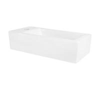 ML-Design Lavabo Angolare in Ceramica Bianca 51x25x13 cm con Foro Rubinetto, Lavandino Rettangolare da Parete o Appoggio, per Bagno Ospiti