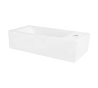 ML-Design Lavabo in Ceramica Bianca 51x25x13 cm Lavandino a Destra con Foro per Rubinetto Lavamano Piccolo Rettangolare Lavello Moderno a Parete o da Appoggio per Bagno per Ospiti
