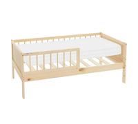 ML-Design Letto con Materasso per Bambini e Bambine 70x140 cm Naturale Lettino Singolo in Legno Massiccio con Rete a Doghe e Protezione Anticaduta Letto per Giovani in Legno di Pino