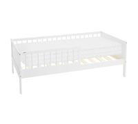 ML-Design Letto con Materasso per Bambini e Bambine 80x160 cm Bianco Lettino Singolo in Legno Massiccio con Rete a Doghe e Protezione Anticaduta Letto per Giovani in Legno di Pino