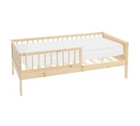 ML-Design Letto per Bambini e Bambine 80x160 cm Naturale con Materasso Lettino Singolo in Legno Massiccio con Rete a Doghe e Protezione Anticaduta Letto per Giovani in Legno di Pino