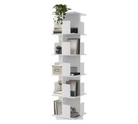 ML-Design Libreria Girevole a 360° 40x155x40 cm Bianco da Interno in Legno Truciolare con 5 Ripiani e 20 Scomparti, Scaffale Angolare a Colonna Salvaspazio Mobile Multiuso per Casa e Ufficio Moderno