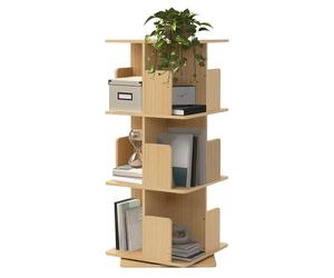 ML-Design Libreria Girevole a 360° 40x94x40 cm Effetto Legno di Quercia da Interno con 3 Ripiani e 12 Scomparti, Scaffale Angolare a Colonna Salvaspazio, Mobile Multiuso per Casa e Ufficio Moderno