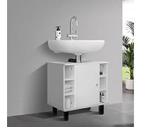 ML-Design Mobile Base per Lavabo per Il Bagno Bianco 60x54x32cm Armadio Salvaspazio per Lavandino con 6 Ripiani Ampio Spazio di Stoccaggio Mobiletto Pratico Truciolato MDF Facile da Montare e Pulire