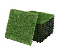 ML-Design Piastrelle in Erba Sintetica 30x30 cm/11 pezzi=1m², Prato Artificiale con Sistema a Incastro e Drenaggio, Mattonelle Erba da Esterno, Manto Erboso per Giardino Balcone e Terrazza