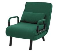 ML-Design Poltrona Divano Letto Singolo con Funzione 3 in 1, Poltrona Pieghevole e Schienale Regolabile, Sedia Richiudibile per Ospiti, Ufficio, Struttura in Acciaio e Ciniglia, Salvaspazio, Verde