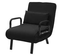 ML-Design Poltrona Divano Letto Singolo con Funzione 3 in 1, Poltrona Pieghevole e Schienale Regolabile, Sedia Richiudibile per Ospiti, Ufficio, Struttura in Acciaio e Ciniglia, Salvaspazio, Nero