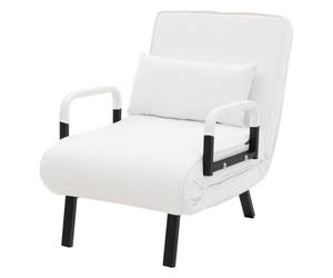 ML-Design Poltrona Divano Letto Singolo con Funzione 3 in 1, Poltrona Pieghevole e Schienale Regolabile, Sedia Richiudibile per Ospiti, Ufficio, Struttura in Acciaio e Ciniglia, Salvaspazio, Bianco