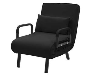 ML-Design Poltrona Divano Letto Singolo con Funzione 3 in 1, Poltrona Pieghevole e Schienale Regolabile, Sedia Richiudibile per Ospiti, Ufficio, Struttura in Acciaio e Ciniglia, Salvaspazio, Nero