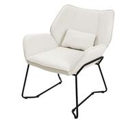 ML-Design Poltrona Lounge Beige Sedia Reclinabile con Rivestimento in Lino e Gambe in Metallo Nero Poltroncina da Salotto con Braccioli e Schienale Sgabello Imbottito con Cuscino Poltrona Ergonomica
