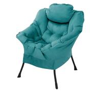 ML-Design Poltrona Lounge Petrolio in Poliestere con Imbottitura Cotone PP, Braccioli, Tasca Laterale, Seduta Ergonomica, Cuscino per Testa