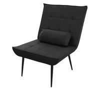 ML-Design Poltrona Relax da Salotto per Lettura Poltroncina Camera da Letto | Poltrona da Lettura con Cuscino Lombare Sedia per Soggiorno Nera con Gambe in Acciaio e Design Retrò Vintage Portata 120 Kg