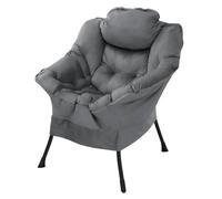 ML-Design Poltrona Relax da Salotto per Lettura Poltroncina Camera da Letto | Poltrona Moderna Antracite Imbottita con Poggiatesta, Tasca Laterale e Struttura in Metallo per Soggiorno, Ufficio o Cucina