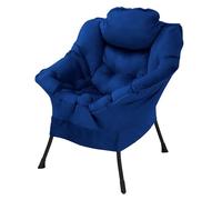 ML-Design Poltrona Relax da Salotto per Lettura Poltroncina Camera da Letto | Poltrona Moderna Blu Scuro Imbottita con Poggiatesta, Tasca Laterale e Struttura in Metallo per Soggiorno, Ufficio o Cucina