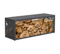 ML-Design Portalegna con Seduta, Scaffale per Legnaia da Esterno con Panca | Contenitore da Interni in Metallo Antracite per Legna da Ardere, 2 in 1 con Panchina, Design Moderno, Resistente 120x38x43 cm