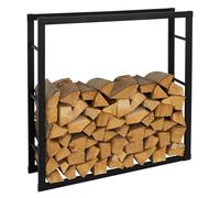 ML-Design Rastrelliera Porta Legna 100x100x25 cm Scaffale Verticale in Acciaio Nero per Interno Esterno Resistente alle Intemperie Supporto in Metallo per Legna da Ardere da Soggiorno Camino Salotto