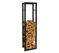 ML-Design Rastrelliera Porta Legna 40x150x25 cm Scaffale Verticale in Acciaio Nero per Interno Esterno Resistente alle Intemperie Supporto in Metallo per Legna da Ardere da Soggiorno Camino Salotto