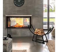 ML-Design Rastrelliera Porta Legna 55x94x21 cm Scaffale Verticale in Acciaio Nero per Interno Esterno Resistente alle Intemperie Supporto in Metallo per Legna da Ardere da Soggiorno Camino Salotto