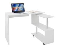 ML-Design Scrivania Angolare per Computer PC 150x88x75 cm Girevole a 90° Forma di L Tavolo ad Angolo con 4 Ruote Mensola a 3 Ripiani per Casa Ufficio Postazione di Lavoro Design Moderno Bianca