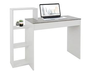 ML-Design Scrivania per Computer PC Laptop con 3 Ripiani 110 x 72 x 40 cm Tavolo da Lavoro per Casa Ufficio Studio Sistema 2 in 1 con Piano in Legno Bianco/Grigio Scrittoio Postazione di Lavoro