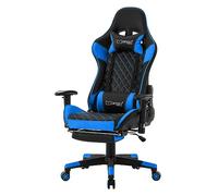 ML-Design Sedia da Gaming con Poggiapiedi Cuscino Lombare Ecopelle Nero Blu Poltrona da Ufficio Ergonomica e Confortevole con Braccioli Poggiatesta Altezza Regolabile Reclinabile adatto a Gamers