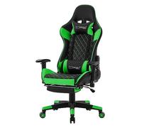 ML-Design Sedia da Gaming con Poggiapiedi Cuscino Lombare Ecopelle Nero Verde Poltrona da Ufficio Ergonomica e Confortevole con Braccioli Poggiatesta Altezza Regolabile Reclinabile adatto a Gamers