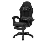 ML-Design Sedia da Gaming Ergonomica in Similpelle Nero con Poggiapiedi, Braccioli, Poggiatesta e Cuscino Lombare, Stile Racing, Poltrona da Gioco Girevole e Regolabile, Ideale per Scrivania o Ufficio