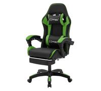 ML-Design Sedia da Gaming Ergonomica in Similpelle Verde, Poggiapiedi, Braccioli, Poggiatesta, Cuscino Lombare, Stile Racing, Poltrona da Gioco Girevole e Regolabile, Ideale per Scrivania o Ufficio
