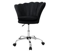 ML-Design Sedia da Trucco in Velluto Nero con Schienale a Conchiglia Struttura in Metallo Poltrona da Toeletta Poltroncina Imbottita da Scrivania Ergonomica Regolabile in Altezza e Girevole