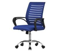 ML-Design Sedia da Ufficio Ergonomica Blu con Schienale in Rete Reclinabile Regolabile in Altezza con Braccioli Seduta Imbottita a Schiuma Telaio in Acciaio Cromato Poltrona Girevole con Ruote