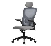 ML-Design Sedia da Ufficio Ergonomica Grigio con Poggiatesta Supporto Lombare e Schienale in Rete Reclinabile Regolabile in Altezza con Braccioli Seduta Imbottita a Schiuma Poltrona Girevole con Ruote