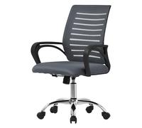 ML-Design Sedia da Ufficio Ergonomica Grigio con Schienale in Rete Reclinabile Regolabile in Altezza con Braccioli Seduta Imbottita a Schiuma Telaio in Acciaio Cromato Poltrona Girevole con Ruote