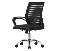 ML-Design Sedia da Ufficio Ergonomica Nero con Schienale in Rete Reclinabile Regolabile in Altezza con Braccioli Seduta Imbottita a Schiuma Telaio in Acciaio Cromato Poltrona Girevole con Ruote