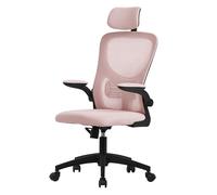 ML-Design Sedia da Ufficio Ergonomica Rosa con Poggiatesta Supporto Lombare e Schienale in Rete Reclinabile Regolabile in Altezza con Braccioli Seduta Imbottita a Schiuma Poltrona Girevole con Ruote