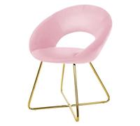 ML-Design Sedia per Sala da Pranzo in Velluto Rosa con Schienale Rotondo Poltroncina Imbottita da Cucina Salotto con Gambe in Metallo Oro Seduta Ergonomica Confortevole per Soggiorno 64x53x77 cm