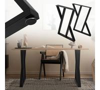 ML-Design Set 2 Gambe per Tavolo 50 x 5 x 71 cm Telaio Struttura in Acciaio Nero Design Industriale adatto per Scrivanie Tavolini da Caffè da Salotto Soggiorno Cucina Progetti DIY