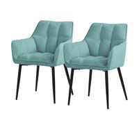 ML-Design Set 2 Sedie per Sala da Pranzo 63x57x90 cm Imbottitura in Spugna Petrolio con Schienale e Braccioli Telaio in Metallo Poltroncina Confortevole Ergonomica per Cucina Salotto o Soggiorno
