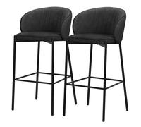 ML-Design Set 2 Sgabelli da Bar Antracite con Rivestimento in Tessuto, Altezza 76 cm, Struttura in Metallo, con Schienale Arrotondato e Poggiapiedi, Sedia Alta Imbottita da Cucina, Sgabello da Isola