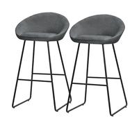 ML-Design Set 2 Sgabelli da Bar Antracite, Rivestimento in Tessuto, 75 cm, con Struttura in Metallo, Schienale Curvo, Poggiapiedi, Poltrone Ergonomiche da Bar, Sedie Alte da Cucina Bistrot o Bancone