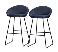 ML-Design Set 2 Sgabelli da Bar Blu Scuro, Rivestimento in Tessuto, 75 cm, con Struttura in Metallo, Schienale Curvo, Poggiapiedi, Poltrone Ergonomiche da Bar, Sedie Alte da Cucina Bistrot o Bancone