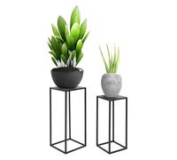 ML-Design Set 2 Supporti Sgabelli per Piante Fiori 20x60x20/30x70x30 cm Supporto Fioriera in Metallo Design Moderno Portavasi Resistente alle Intemperie e Robusto da Interno Esterno Base Angolare Nero