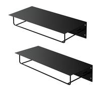 ML-Design Set 2x Appendiabiti da Parete con Gancio Asta e Ripiano per Capelli Beretti 60 x 30 x 15 cm in Acciaio Verniciato a Polvere Nero Attaccapanni da Ingresso Corridoio per Giacche